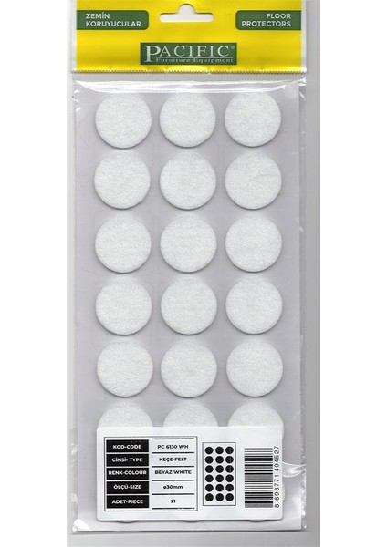 Yapışkanlı Keçe, Keçe – 30 mm – 21 Adet Zemin Koruyucu & Mobilya Altı Ses Önleyici Kahverengi Siyah Gri Beyaz 4 Ayrı Renk Seçenegi