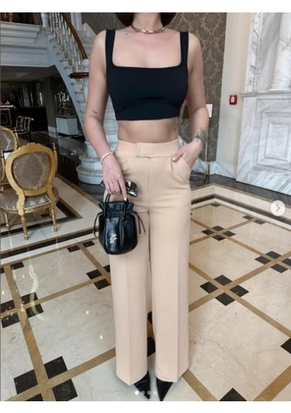 Kadın Krem Pantolon Palazzo fırsatları
