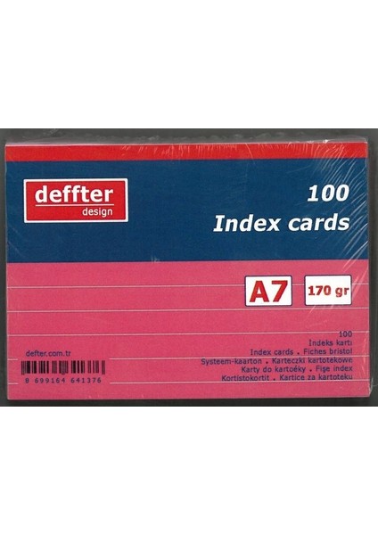 Index Kartı A7 Pembe Çizgili