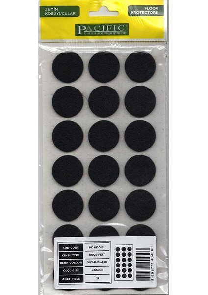 Yapışkanlı Keçe, Keçe – 30 mm – 21 Adet Zemin Koruyucu & Mobilya Altı Ses Önleyici Kahverengi Siyah Gri Beyaz 4 Ayrı Renk Seçenegi