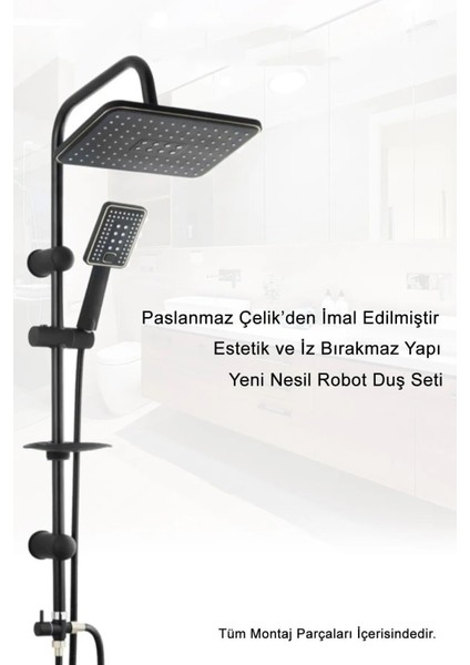 Robot Siyah Spiralli Tepe Yağmurlama Duş Seti Mutfak Banyo Lavabo Batarya Musluk Set fiyatları