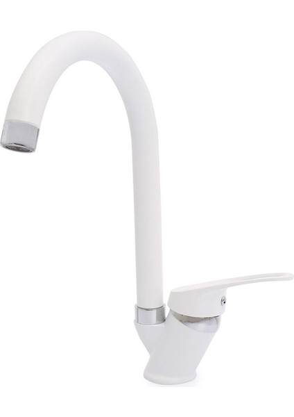 Beyaz Mix Mutfak Lavabo Bataryası Aç Kapa Musluk Sıcak Soğuk Girişli 3 Yıl Garanti