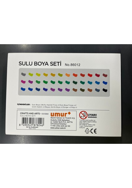 36 Renk Suluboya Seti - Metal Kutulu - Fırça, Su Kalemi, Çizim Kalemi, Sünger, Silgi ve Beyaz Akrilik Boya Hediyeli modelleri