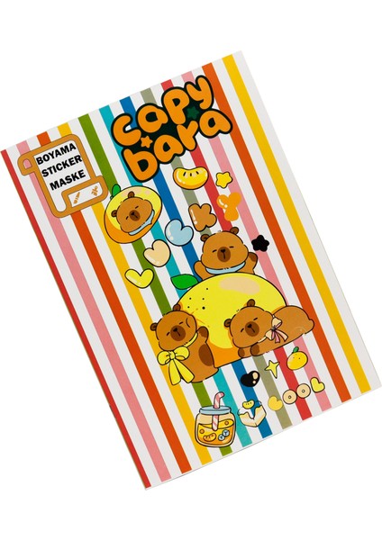 Capy Bara Boyama Kitabı 16 Sayfa + Sticker + Kendin Kes Maske Hediyeli