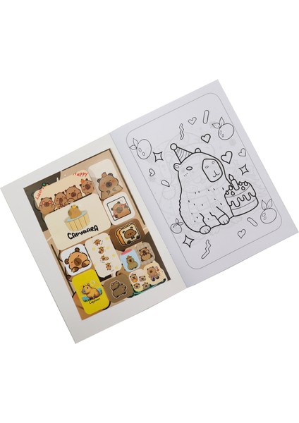 Capy Bara Boyama Kitabı 16 Sayfa + Sticker + Kendin Kes Maske Hediyeli modelleri