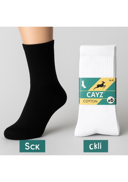 6 Çift Erkek Uzun Dikişsiz Tenis Çorap - Siyah,beyaz,gri