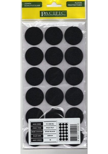 Yapışkanlı Zemin Koruyucu Keçesi 35 mm ( 18 Li Paket ) Masa Sandalye Koltuk Sehpa Parke Zemin