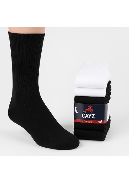 6 Çift Erkek Uzun Dikişsiz Tenis Çorap - Siyah,beyaz,gri