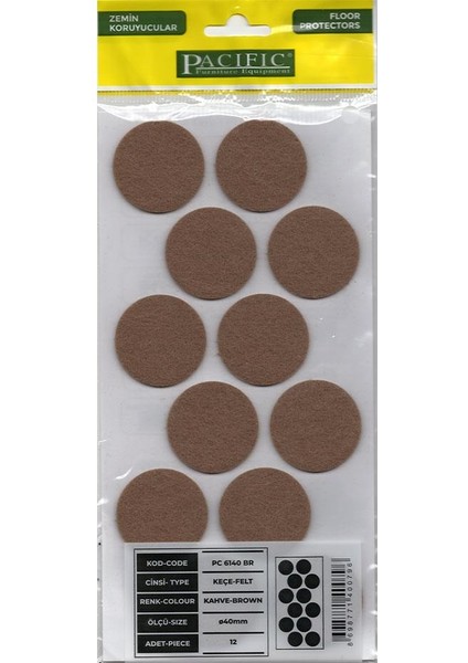 Yapışkanlı Yuvarlak Keçe 40 mm – 12 Adet – 4 Renk Seçeneği – Mobilya Zemin Koruyucu Keçe