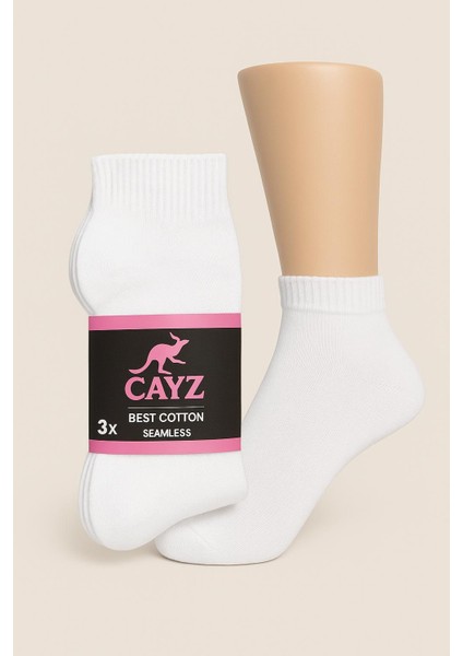 6 Çift Kadın Yarım Dikişsiz Çorap - Siyah,beyaz,gri