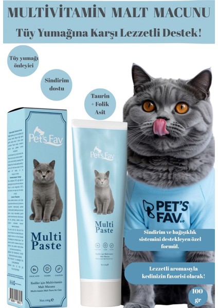 Kedi Malt Macunu Tüy Yumağı & Kusma Önleyici & Vitamin, Taurin ve Kalsiyum Destekli