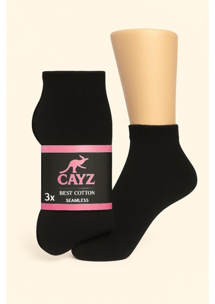 6 Çift Kadın Yarım Dikişsiz Çorap - Siyah,beyaz,gri