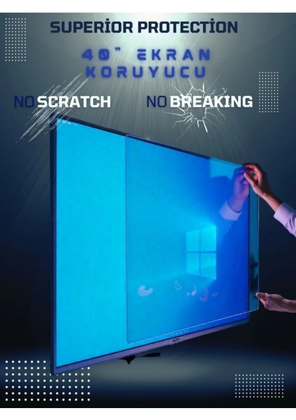 40" Kırılmaz Şeffaf Tv Ekran Koruyucu – Çocuk Güvenliği, Darbe Ve Çizilmelere Karşı Tam Koruma fırsatları