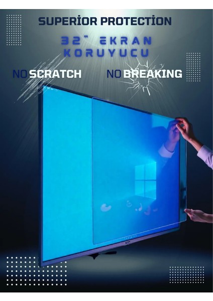 32" Tv Ekran Koruyucu – Şeffaf Kırılmaz Darbe Koruma, Çocuk Güvenliği, Ultra Net Görüntü modelleri