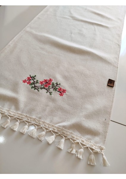 Nakışlı Otantik Organik Saçaklı Yumuşak Keten Runner 47X120 cm fiyatları