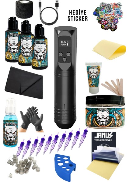 Kvm Syn Kablosuz LED Ekran Dövme Makinesi Seti - Hafif Dövme Makinesi Seti