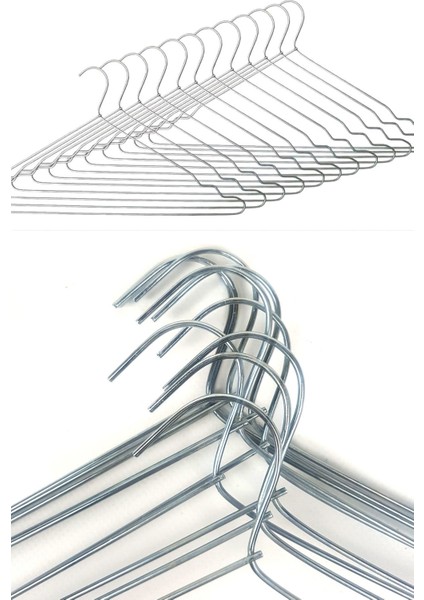 Beyaz Metal Elbise Askısı 12'li, 2,5mm, Dayanıklı ve Şık Tasarım