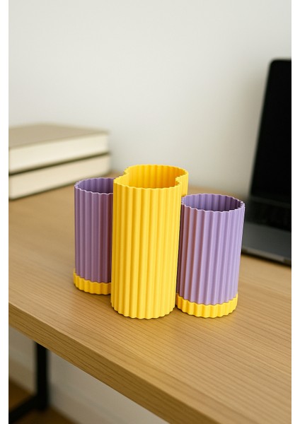 Trio Renkli Kalemlik | 3 Bölmeli Masaüstü Düzenleyici Ofis & Kırtasiye Organizer