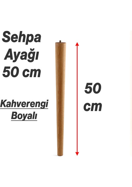Sehpa Ayak Seti 50 cm Kahverengi Doğal Ahşap Boyalı Silindir Masa Ayağı Ayakları Aksesuar Bohem 3'lü modelleri