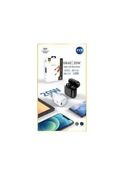 G840 Premium Mini 20W Usb-C Süper Sı Gan Şarj Adaptörü