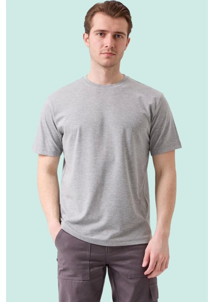 Erkek Pamuklu Tişört Yazlık Nefes Alabilir Herba Basic Shirt Rahat Kesim