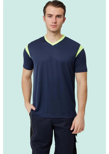 Erkek V Yaka Nefes Alan Tshirt Allium Tişört Alabilir Esnek Şık Iş Günlük Için