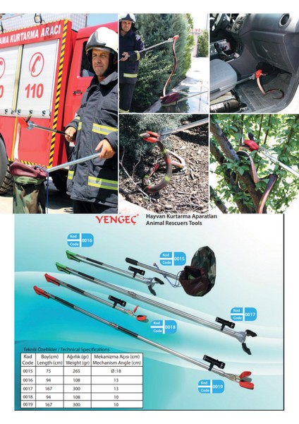Hayvan Kurtarma ve Yakalama Aparatları