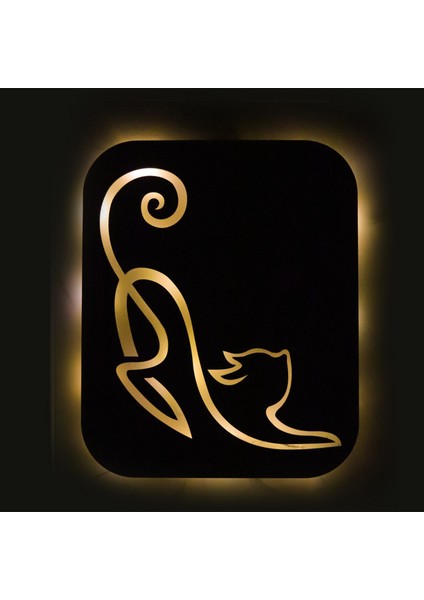 LED Işıklı Kişiselleştirilebilir Kedi Temalı Tablo Simba Dekoratif Gece Lambası