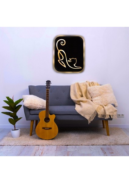 LED Işıklı Kişiselleştirilebilir Kedi Temalı Tablo Simba Dekoratif Gece Lambası fiyatları