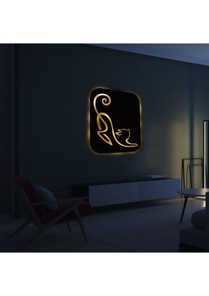 LED Işıklı Kişiselleştirilebilir Kedi Temalı Tablo Simba Dekoratif Gece Lambası modelleri