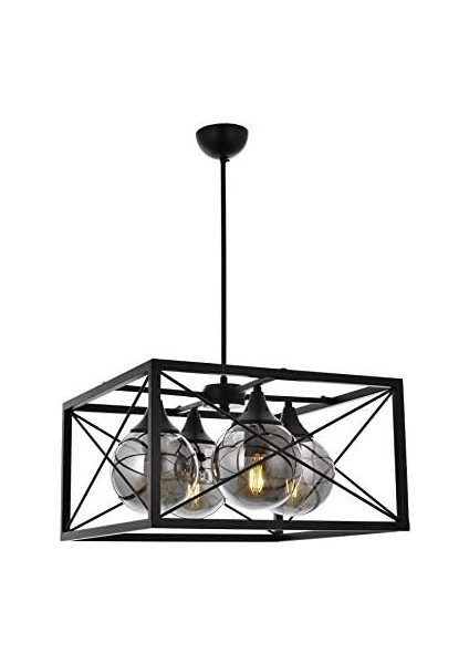 AV-60127-4BSY Siyah Boyalı Modern Avize, E27, Metal, Cam, 45CM fiyatları