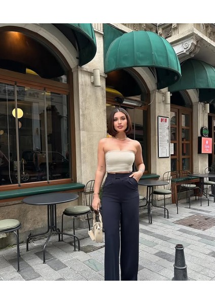 Kadın Pantolon Lacivert Palazzo modelleri
