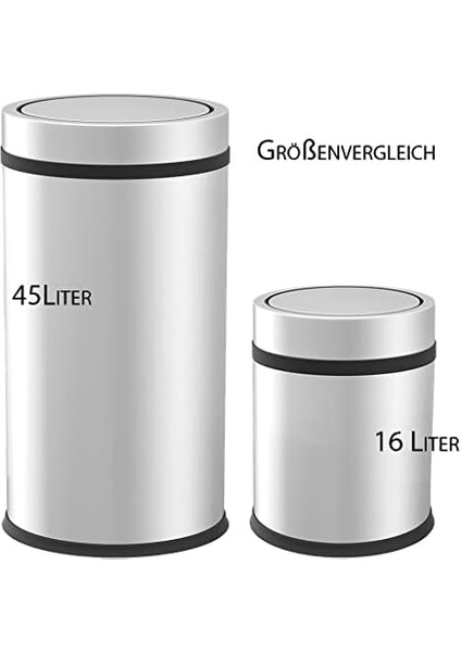 Premium Serisi Pratik Döner Kapaklı 16 Litre Mutfak/banyo Çöp Kovası Paslanmaz Krom, 16L modelleri