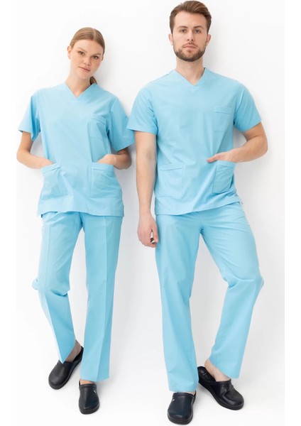 Terycotton V Yaka Bordosu Sağlık Üniforması Santolina Üniforma Doktor Hemşire Çalışanları Için fiyatları