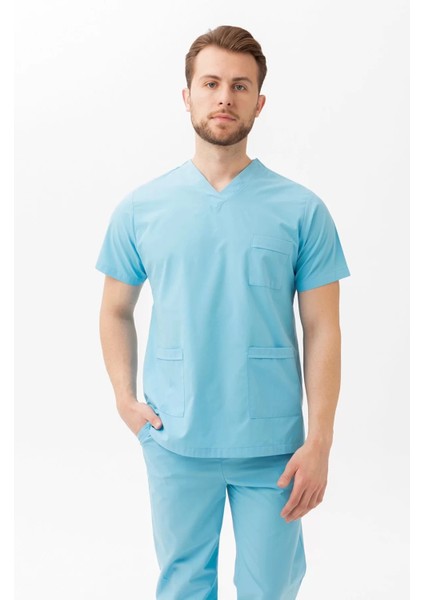 Terycotton V Yaka Bordosu Sağlık Üniforması Santolina Üniforma Doktor Hemşire Çalışanları Için modelleri