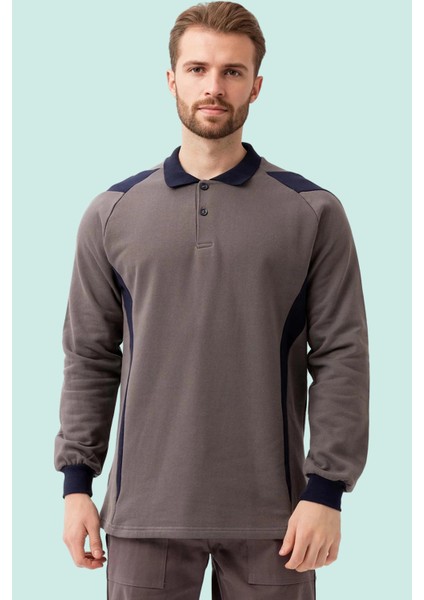 Polo Yaka Sweatshirt 100 Pamuk Kışlık Flora Rahat Kesim Pamuklu Günlük Iş Kullanımı Için