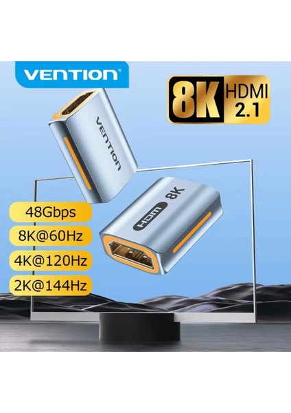 HDMI Dişiden Dişiye HDMI 2.1 Uzatma Dönüştürücü Adaptör 48Gbps 8K+4K Desteği Ce Lisanslı Orjinal Çevirici Dönüştürücü Adaptör