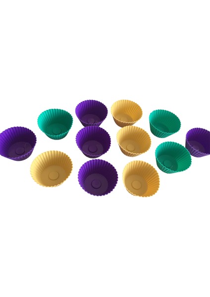 Bybirgül Mor&sarı&yeşil 18 Li Silikon Mini Kek Browni Kalıbı ,muffin Kalıbı 12 Adet ,airfryer Uyumludur fiyatları