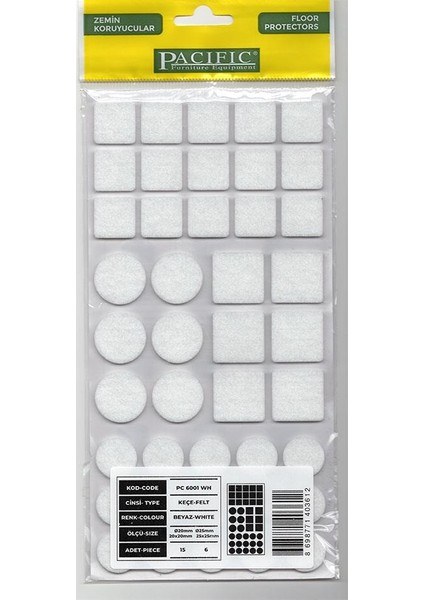 Yapışkanlı Keçe – 20X20 & 25X25 Keçe Kahverengi 42 Adet Mobilya, Zemin Koruyucu Ses Önleyici