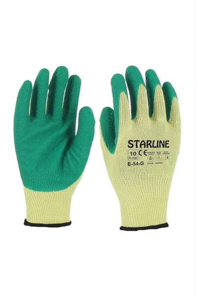 Starline E54G Yesilbesis Eldiven Is Guvenligi El Koruma Ce Lateks Kaplamalı Iş Eldiveni Kaymaz