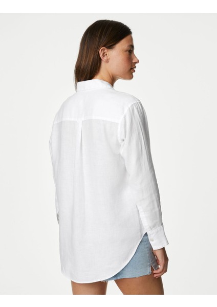 Relaxed Fit Uzun Kollu Keten Gömlek modelleri