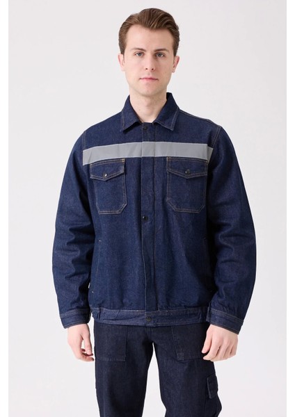 Erkek Denim Isg Mont Koyu Reflektör Detaylı Ce Tulipa Kot Iş Güvenliği Reflektörlü Ceket fiyatları