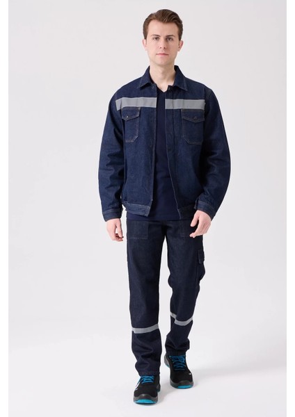 Erkek Denim Isg Mont Koyu Reflektör Detaylı Ce Tulipa Kot Iş Güvenliği Reflektörlü Ceket modelleri