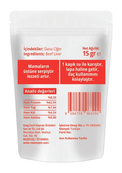 Dana Ciğer Tozu (15GR) fiyatları
