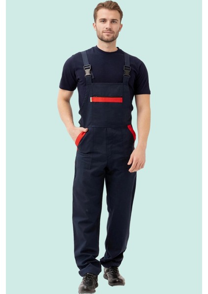 Iş Güvenliği Tulumu Koyu Detaylı Gabardin Nandina Bahçıvan Tulum Konforlu Şık Kıyafeti