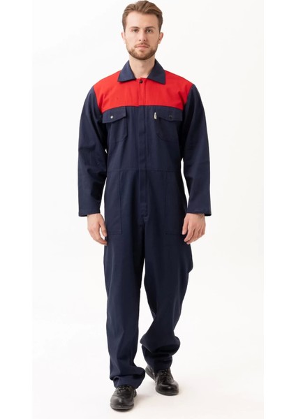 Pamuklu Gabardin Tulum Lacivertkırmızı Iş Güvenliği Carica Yazlık fiyatları