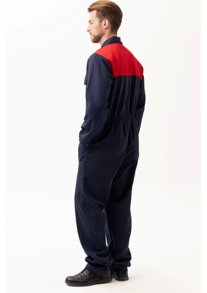 Pamuklu Gabardin Tulum Lacivertkırmızı Iş Güvenliği Carica Yazlık fırsatları