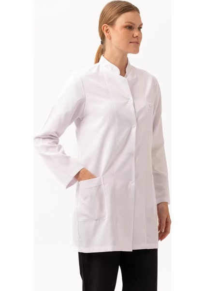 Tıbbi Kadın Uzun Kollu Laboratuvar Önlüğü Adiantum Doktor Öğretmen Rahat Kesim modelleri