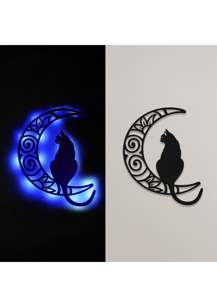 LED Işıklı Aydaki Kedi Figürlü Tablo Duvar Dekorlu Gece Lambası fiyatları