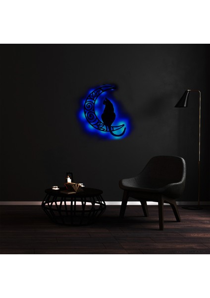 LED Işıklı Aydaki Kedi Figürlü Tablo Duvar Dekorlu Gece Lambası indirimleri